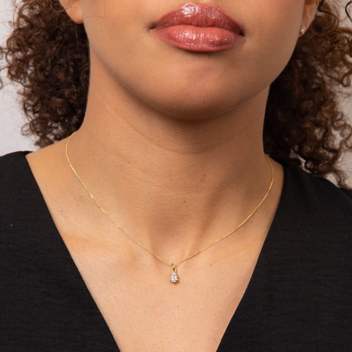 Elements Gold Pear Cut Solitaire Pendant