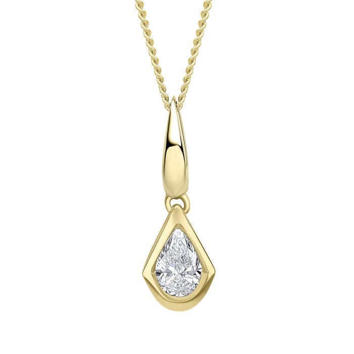 Elements Gold Pear Cut Knife Edge Pendant