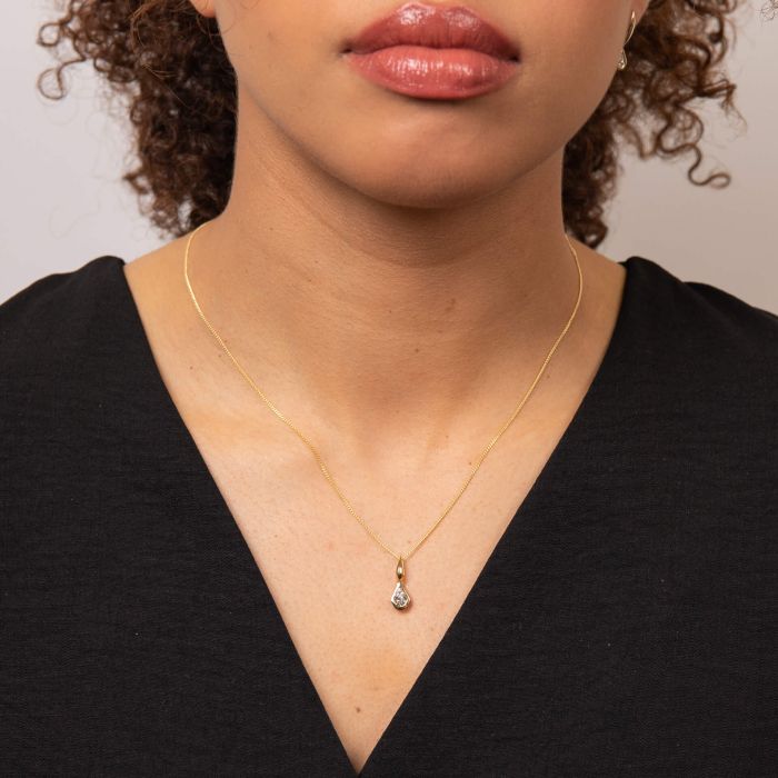 Elements Gold Pear Cut Knife Edge Pendant