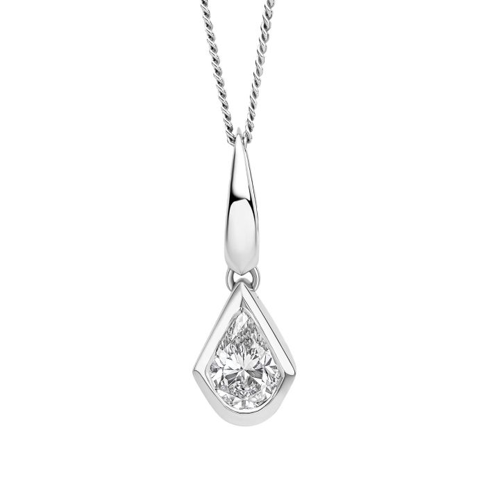 Elements Gold Pear Cut Knife Edge Pendant