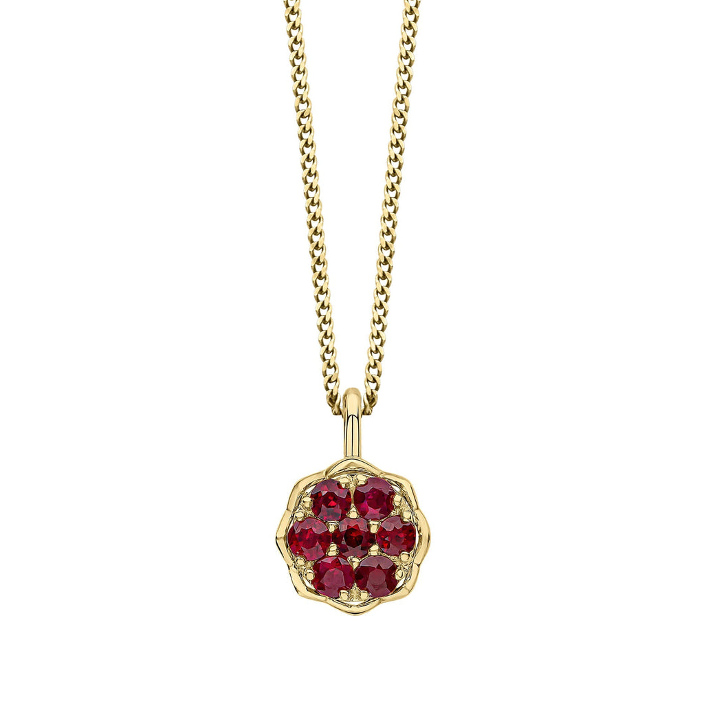 Elements Gold Seven Stone Ruby Cluster Pendant