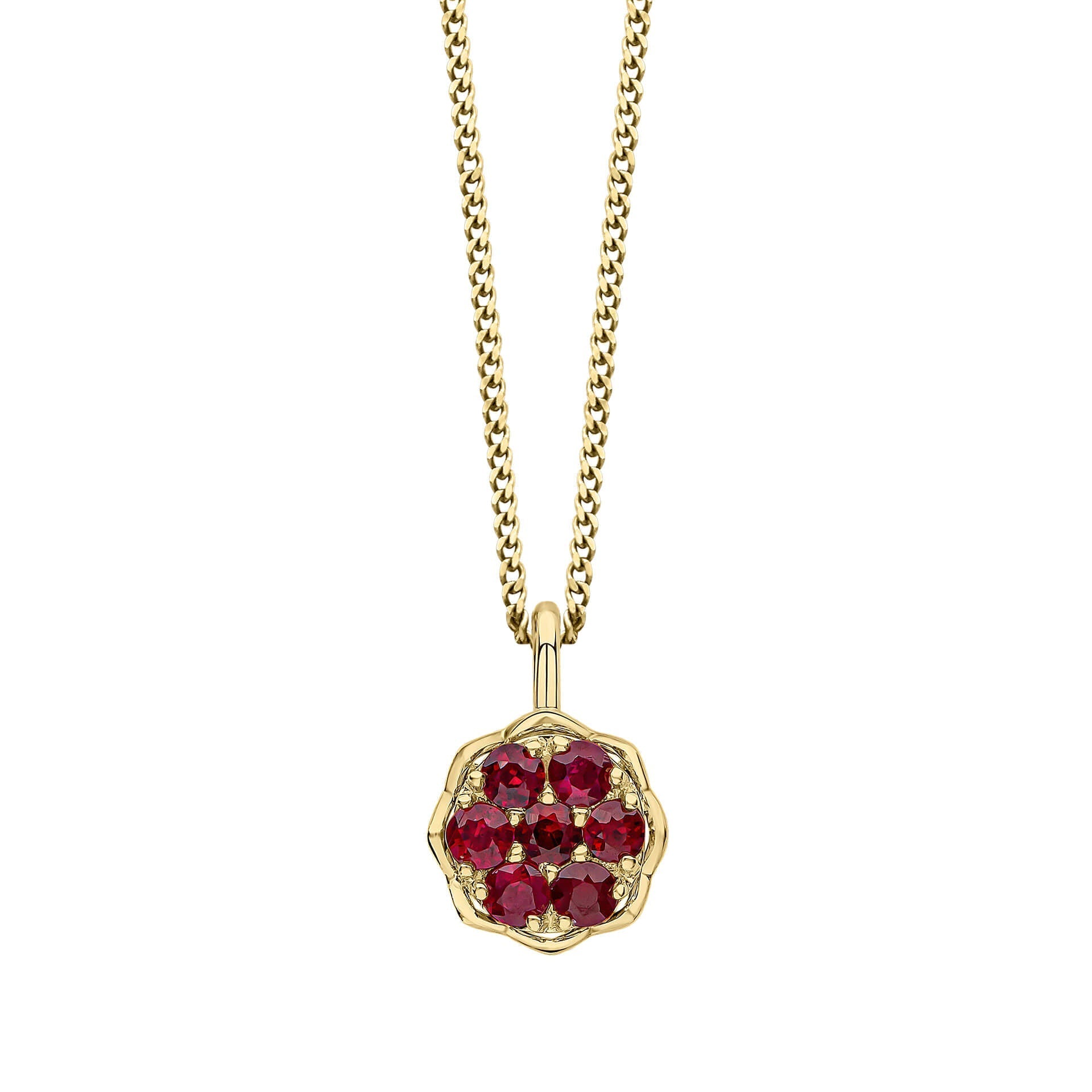 Elements Gold Seven Stone Ruby Cluster Pendant
