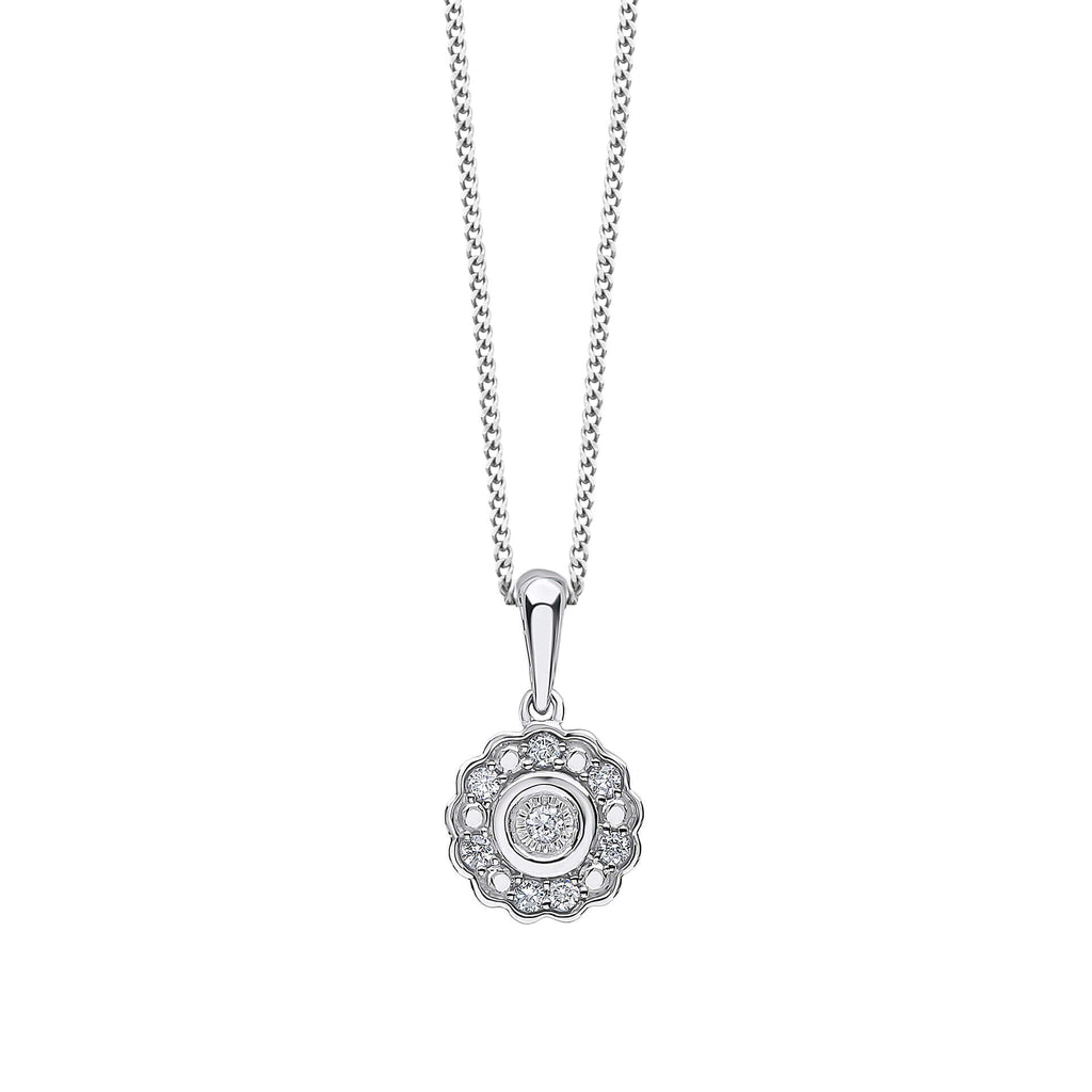 Elements Gold Bezel Set Diamond Cluster Pendant