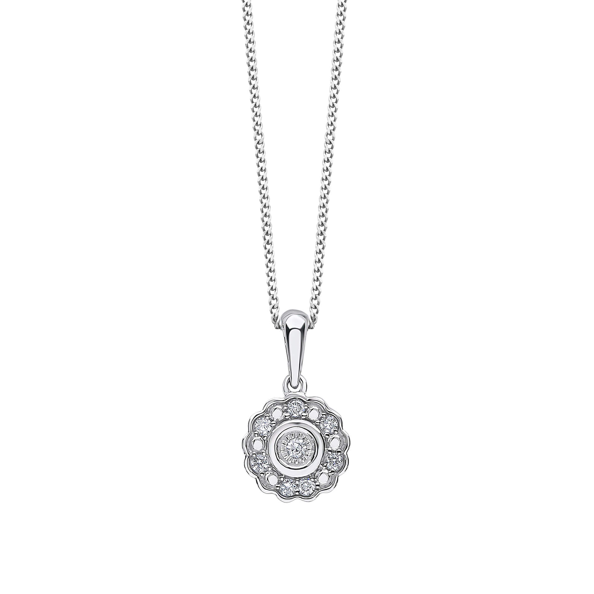 Elements Gold Bezel Set Diamond Cluster Pendant
