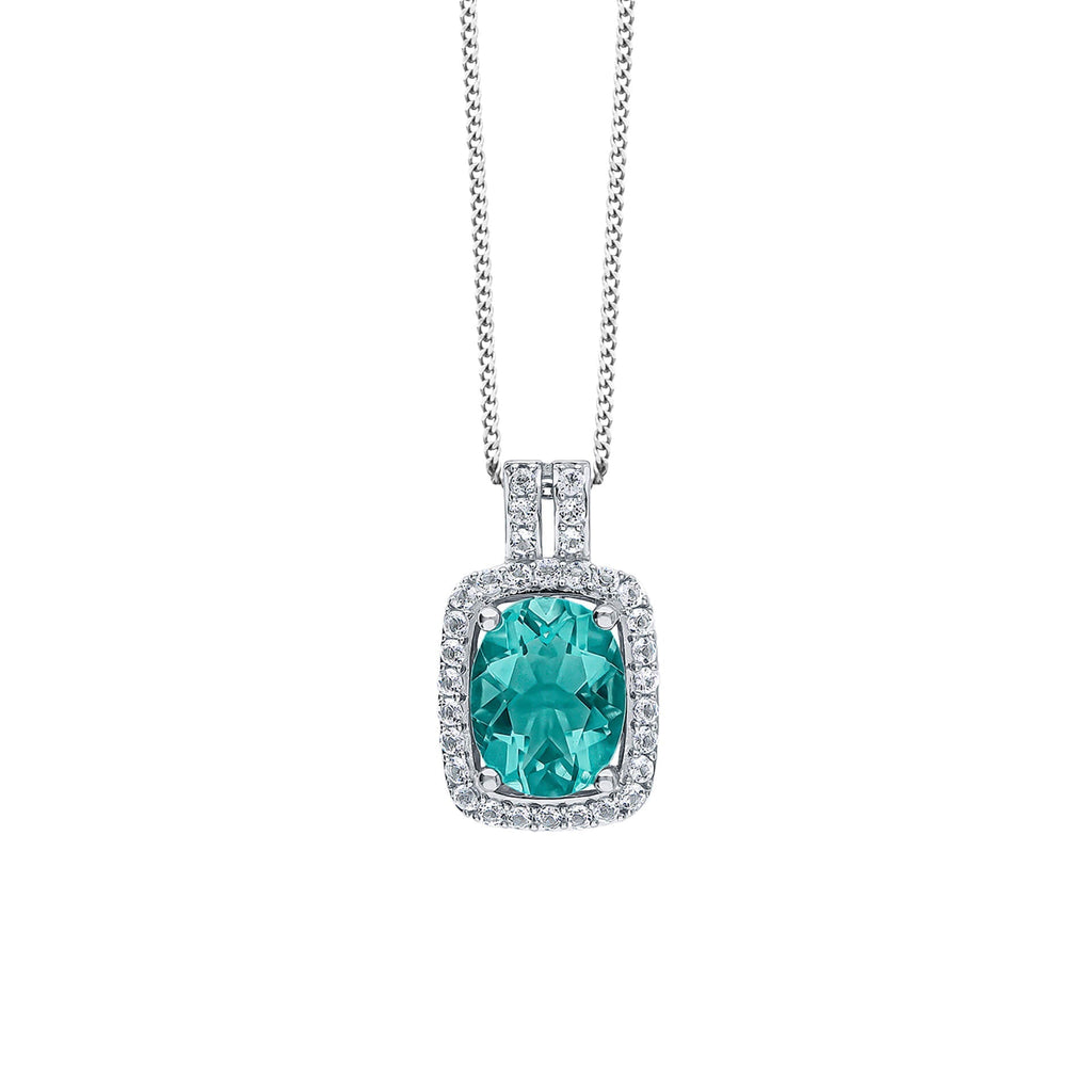 Elements Gold Blue Fluorite and White Topaz Pendant