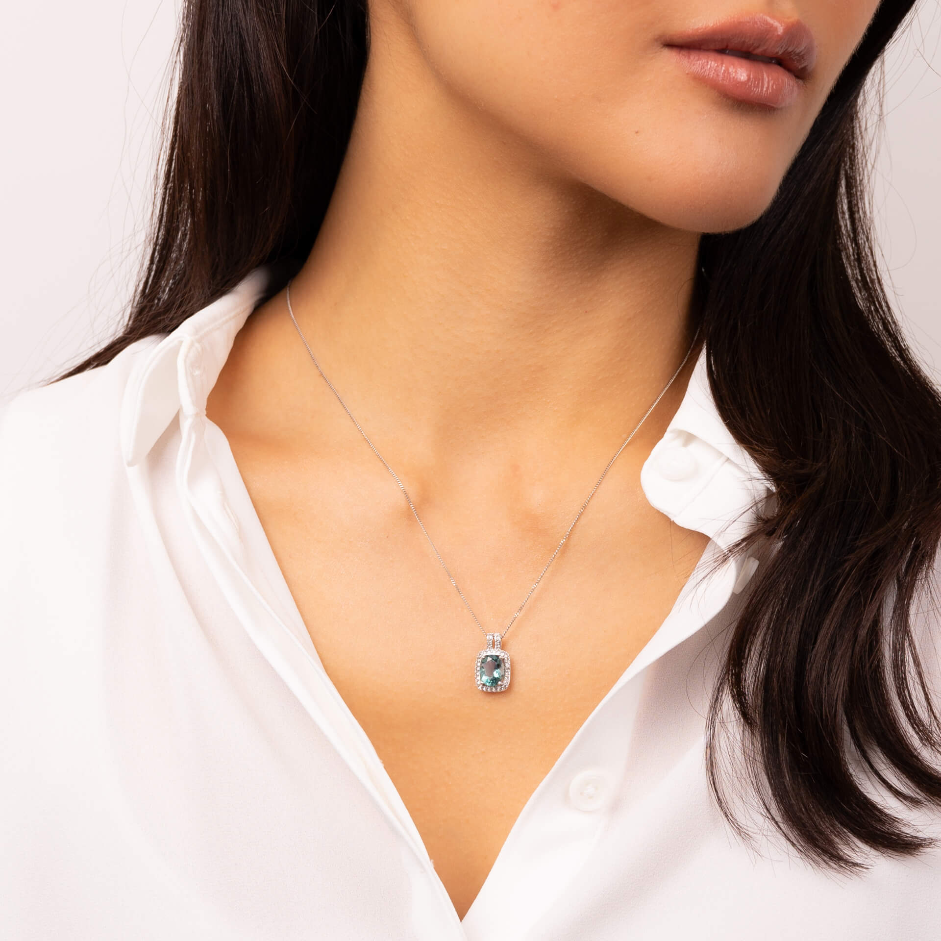 Elements Gold Blue Fluorite and White Topaz Pendant