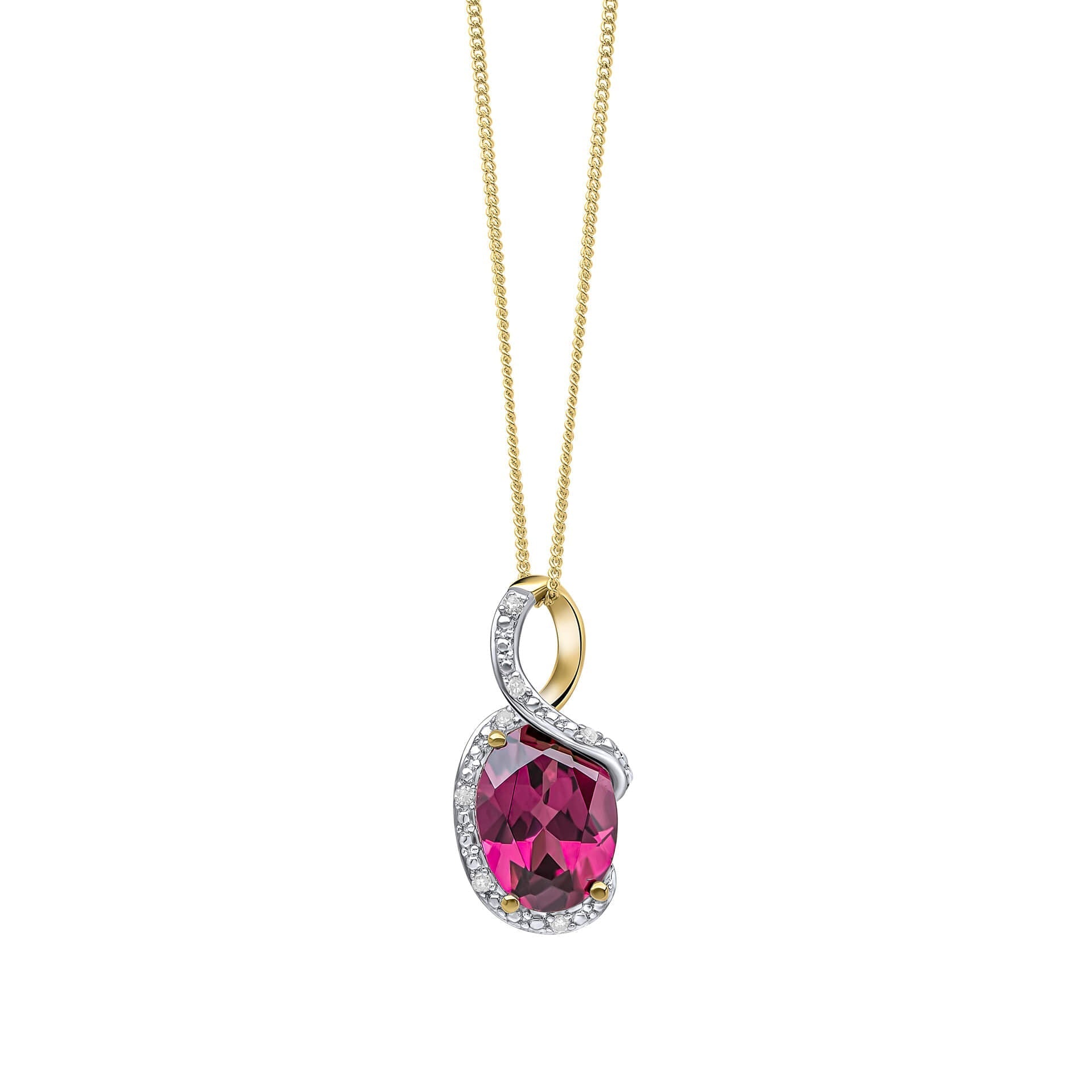 Elements Gold Elegant Twist Garnet Pendant