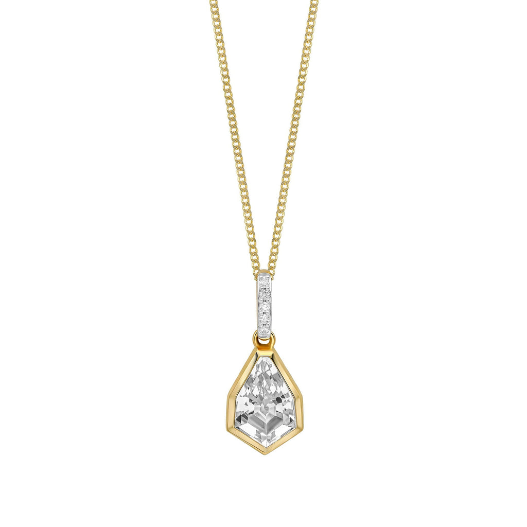 Elements Gold Shield Cut Topaz Pendant