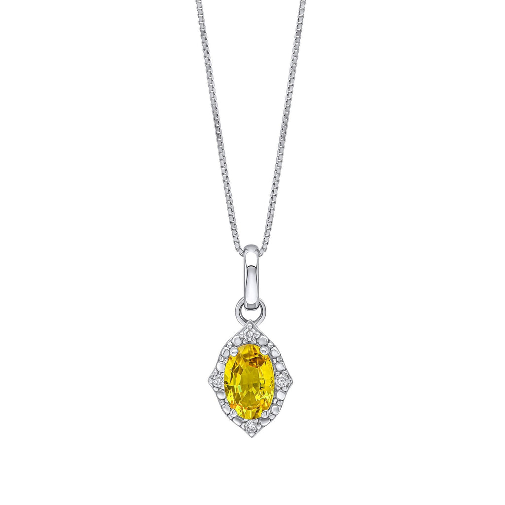 Elements Gold Oval Sapphire and Diamond Pendant