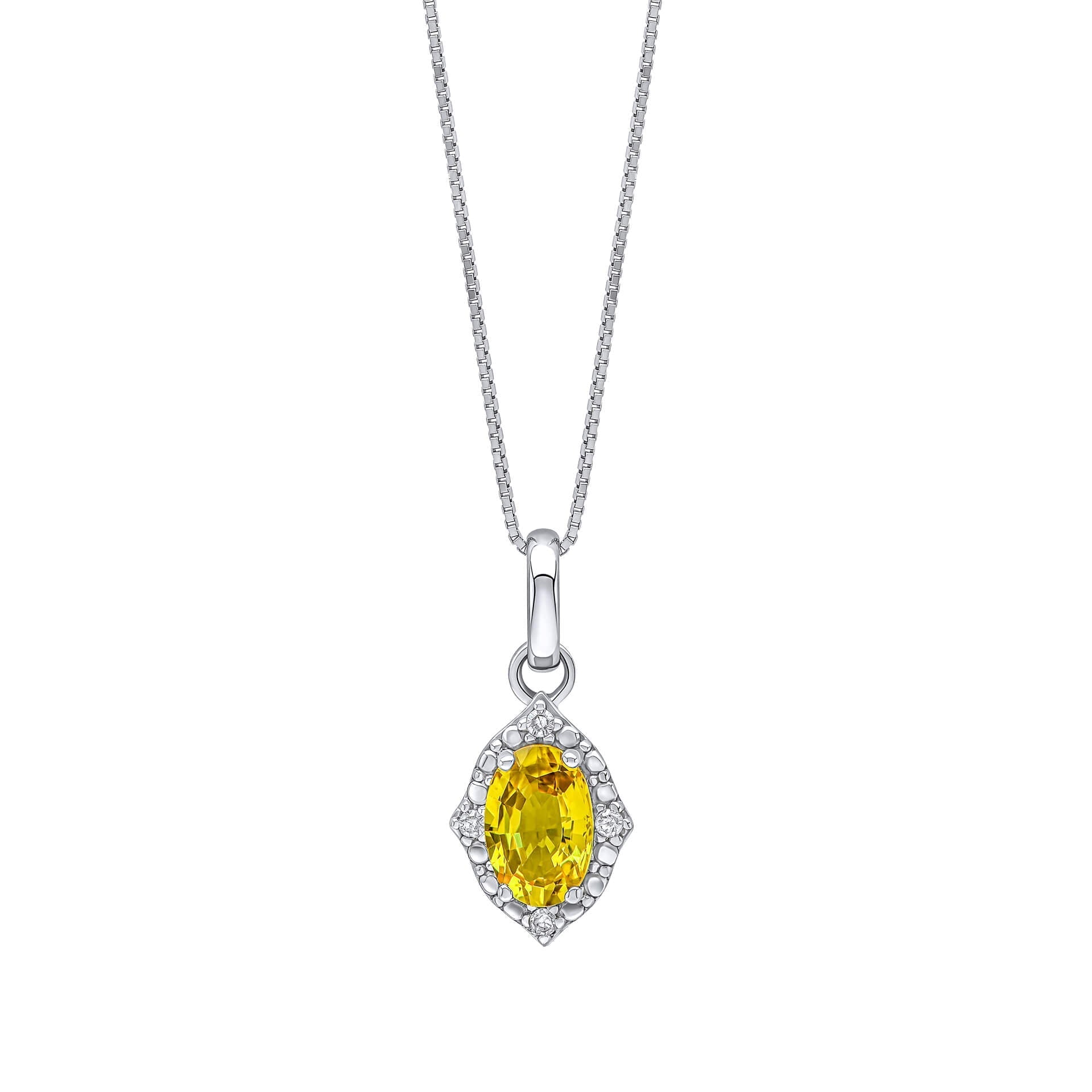 Elements Gold Oval Sapphire and Diamond Pendant