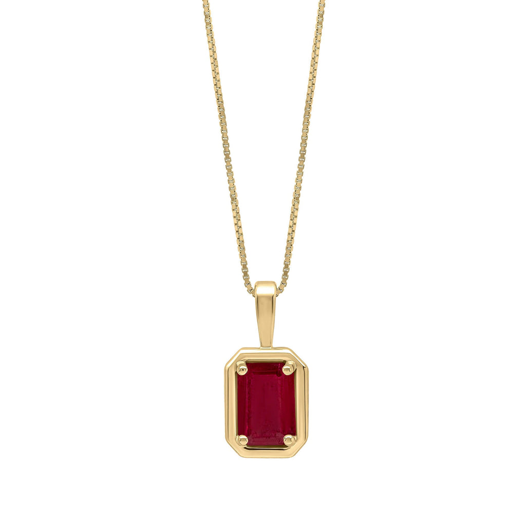 Elements Gold Chunky Border Precious Stone Pendant