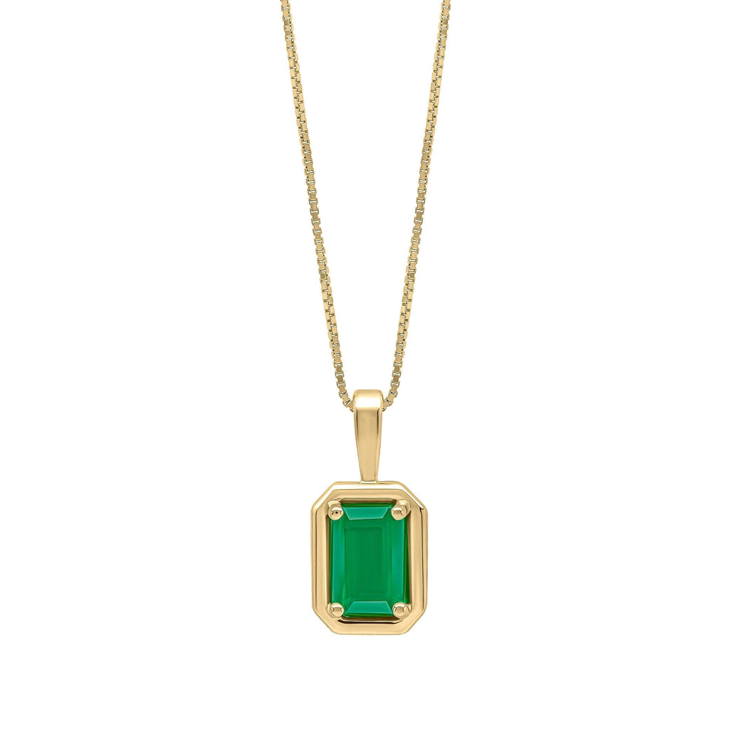 Elements Gold Chunky Border Precious Stone Pendant