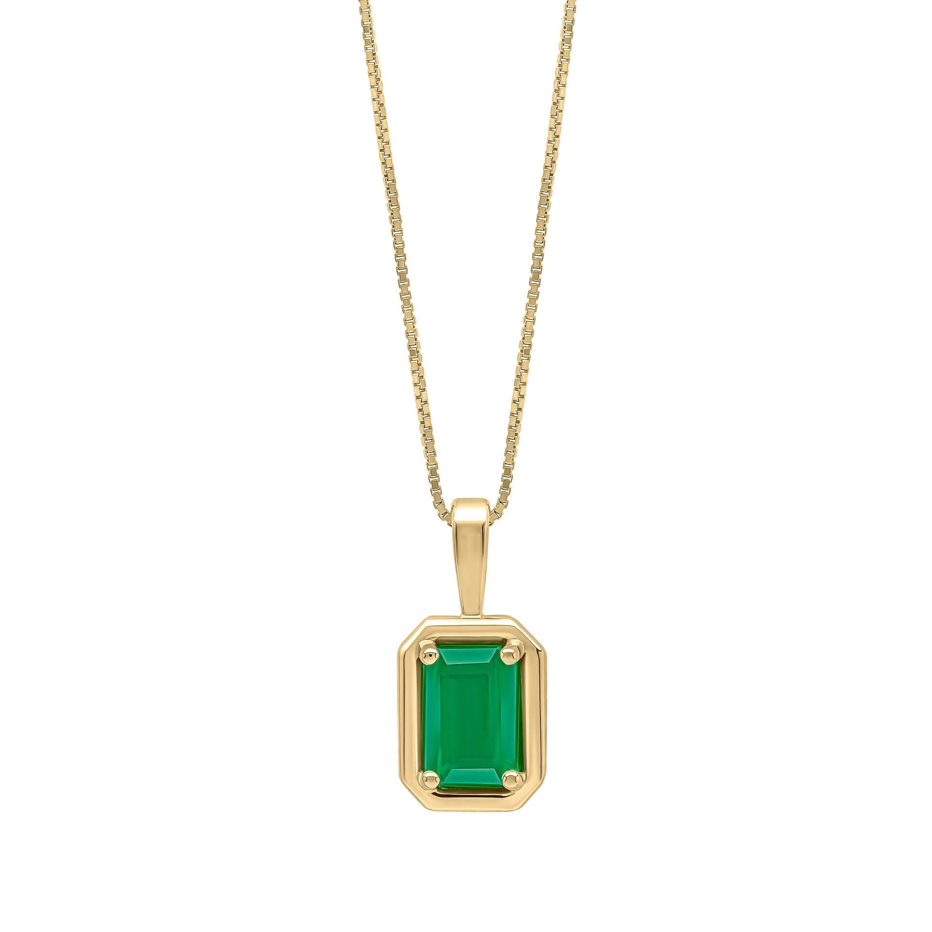Elements Gold Chunky Border Precious Stone Pendant