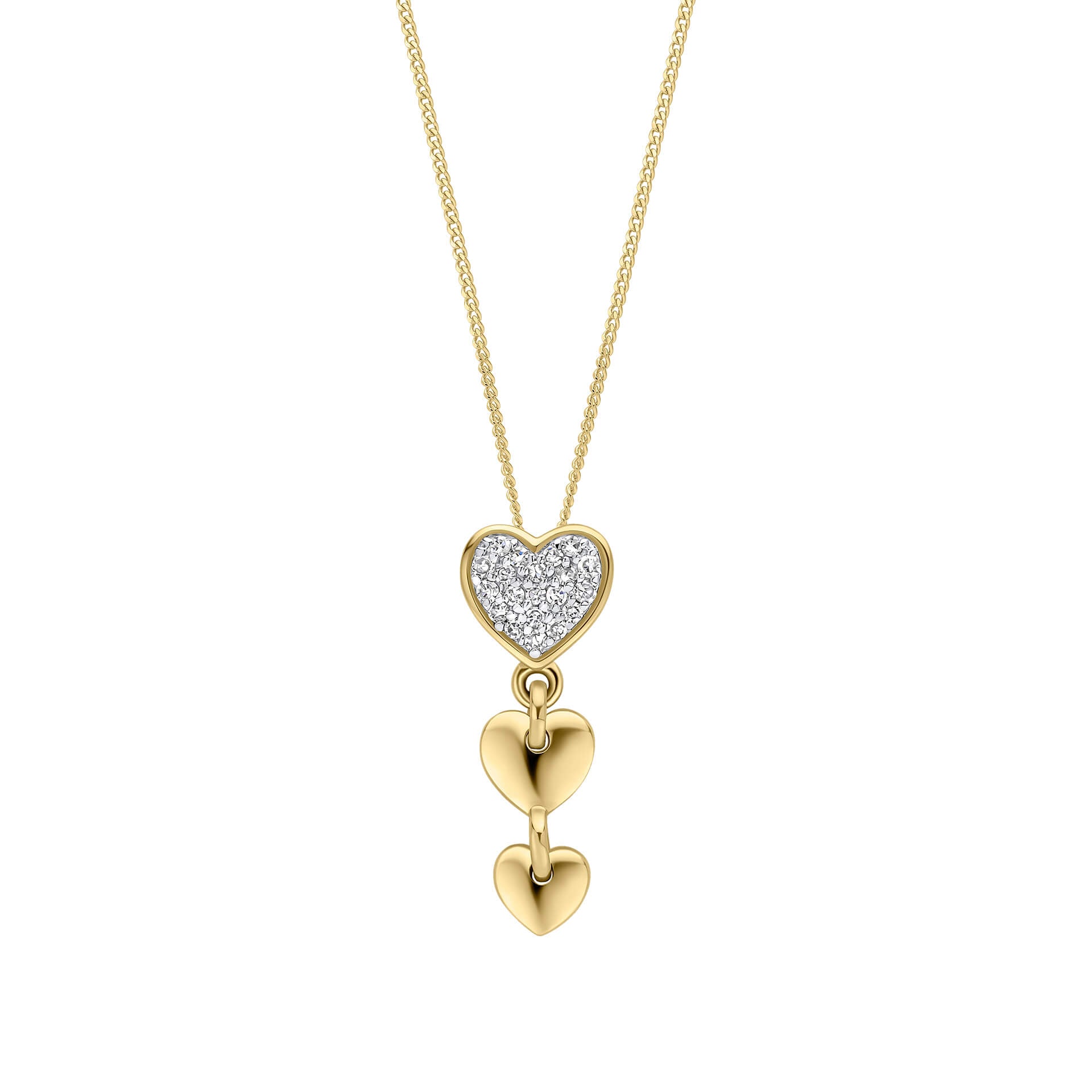 Elements Gold Triple Heart Drop Pendant