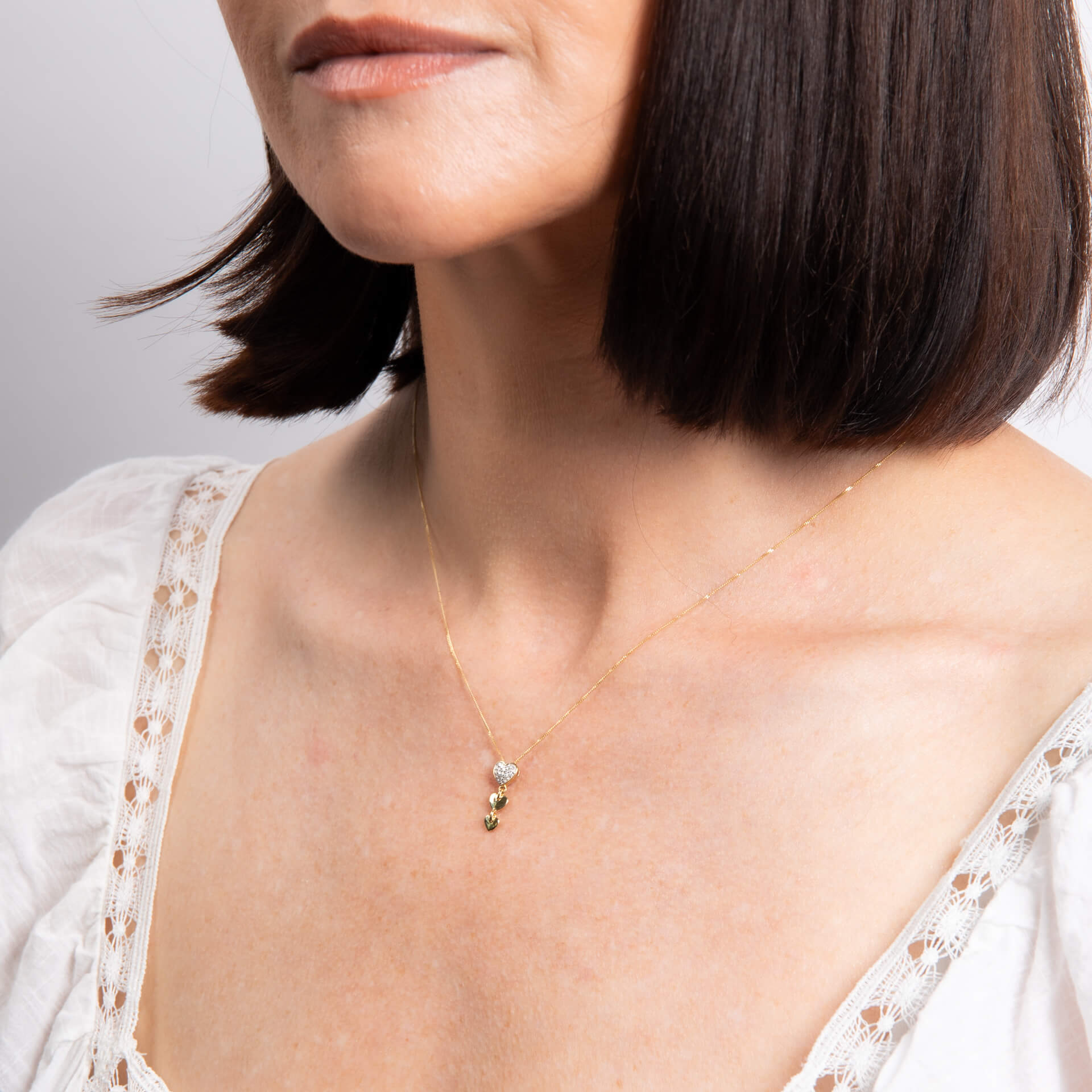 Elements Gold Triple Heart Drop Pendant