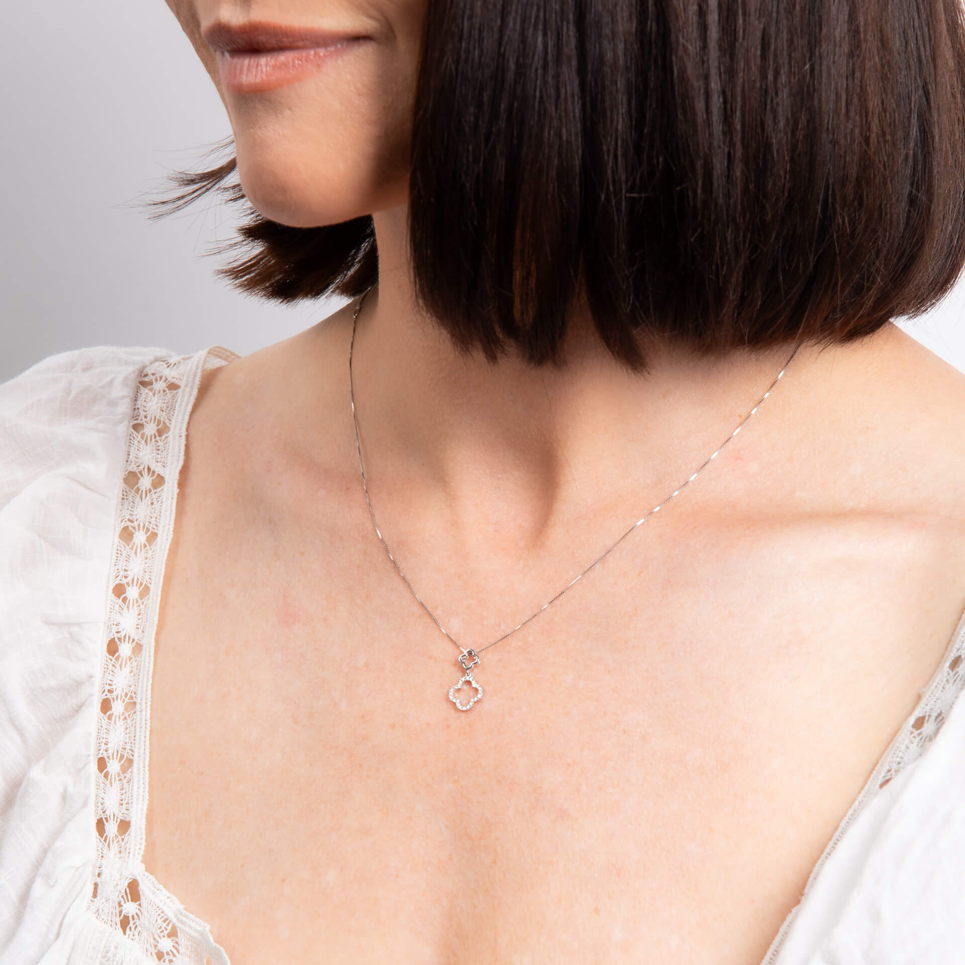 Elements Gold Diamond Quatrefoil Pendant