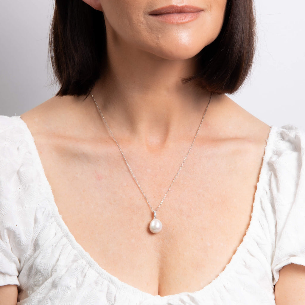 Elements Gold Oversized Baroque Pearl and White Topaz Detail Pendant