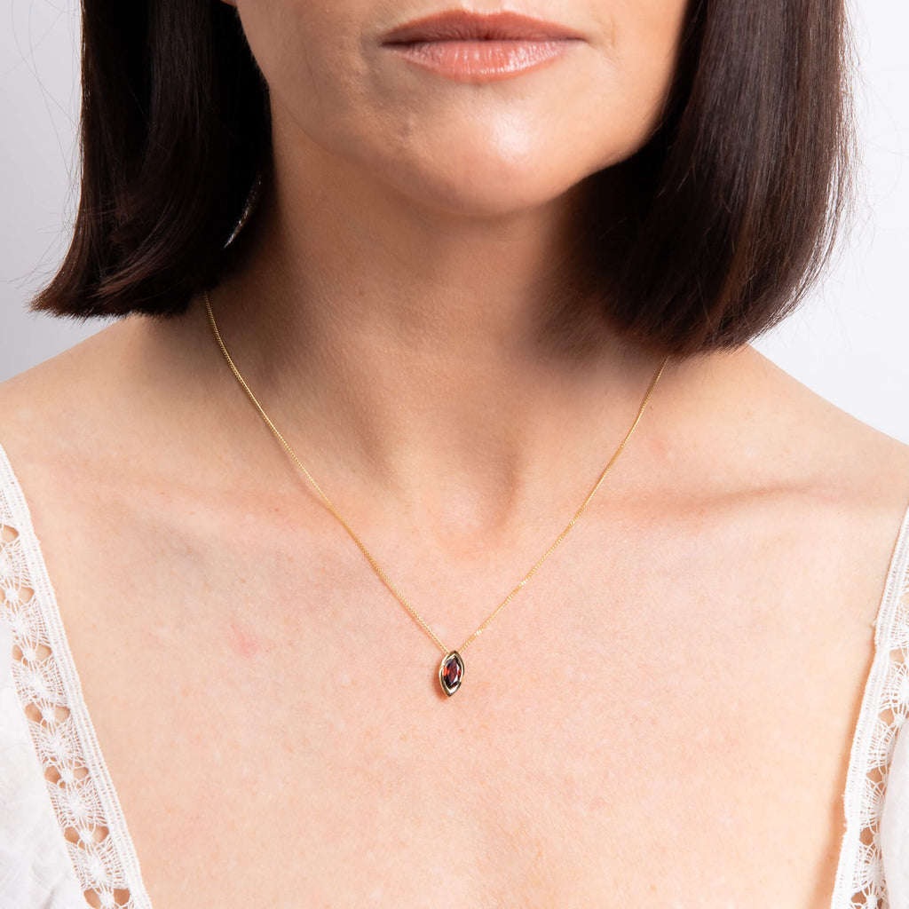 Elements Gold Marquise Garnet Pendant
