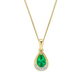 Elements Gold Teardrop Emerald and Diamond Pendant