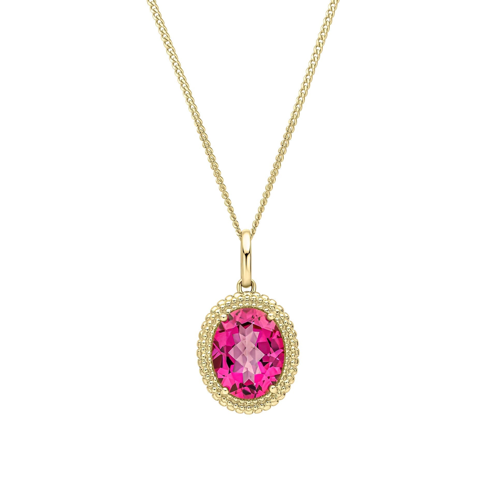 Elements Gold Oval Cut Pink Topaz Pendant