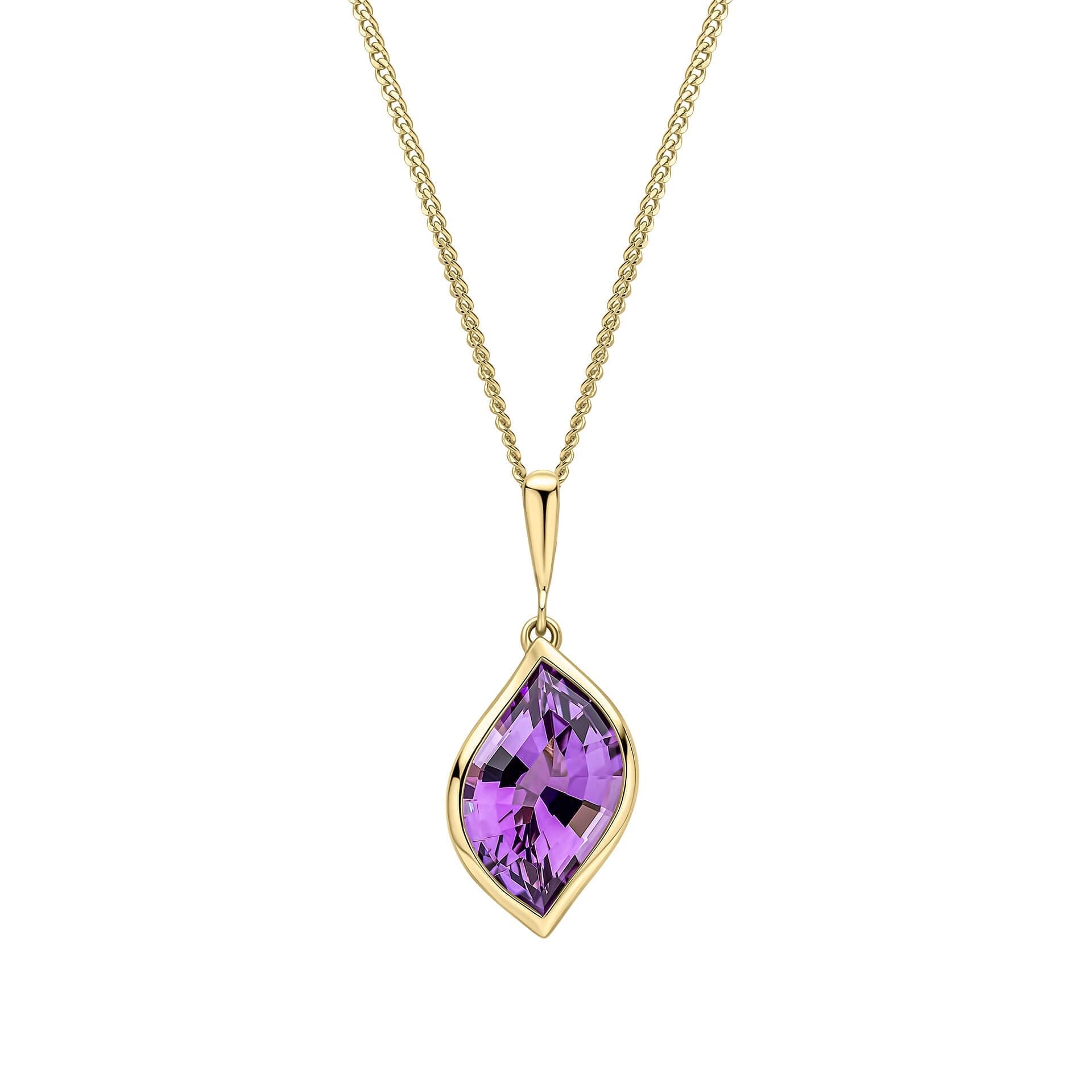 Elements Gold Flame Cut Amethyst Pendant