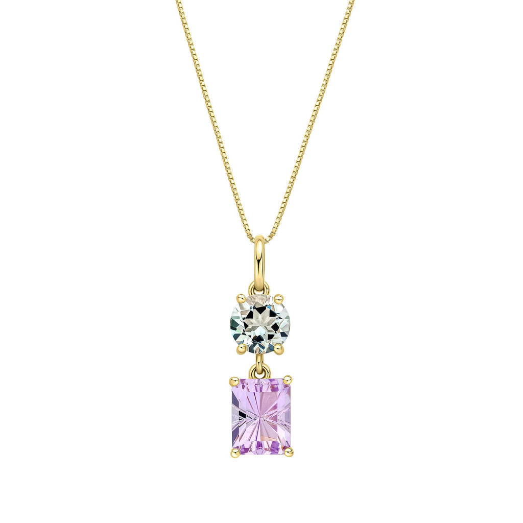 Elements Gold Toi et Moi Quartz and Amethyst Pendant