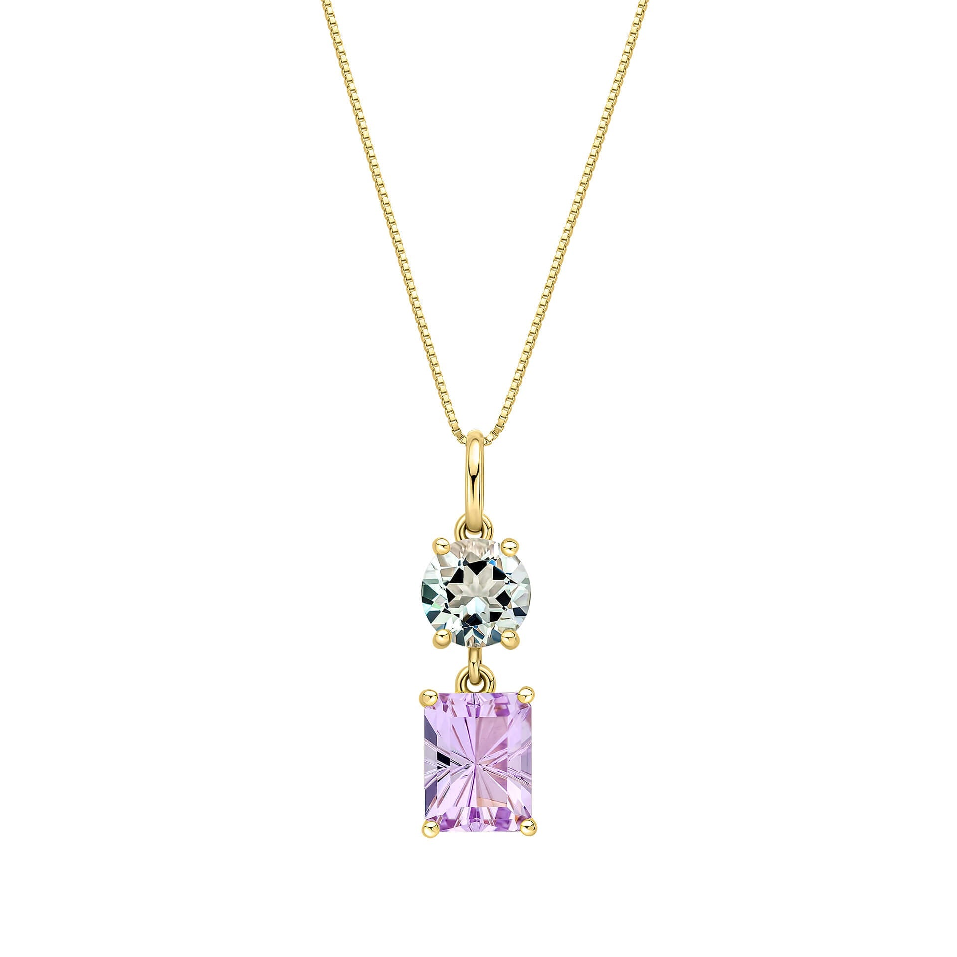 Elements Gold Toi et Moi Quartz and Amethyst Pendant