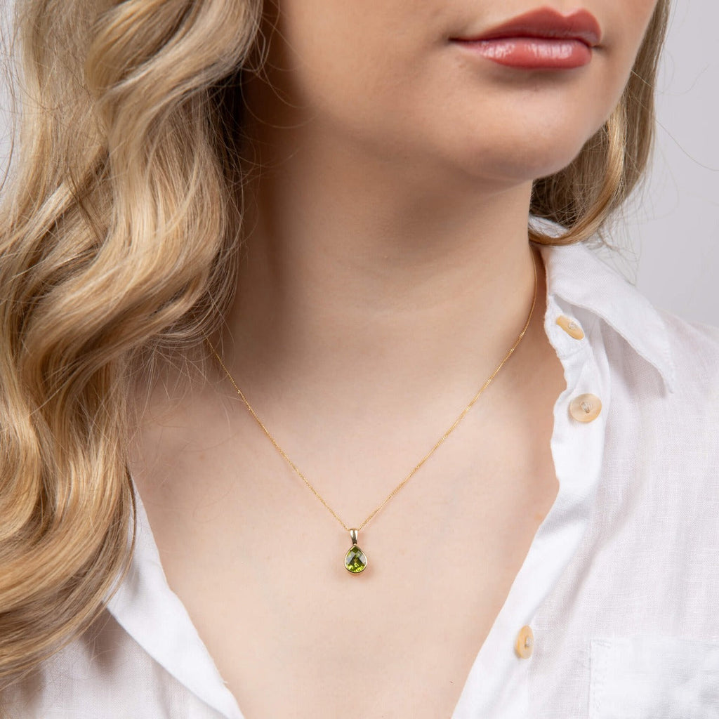 Elements Gold Peridot Teardrop Pendant