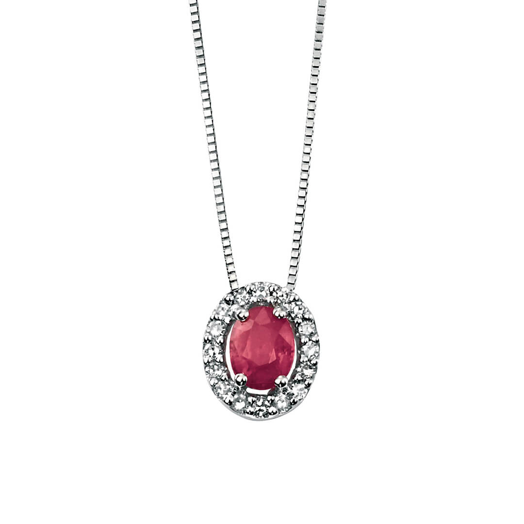 Elements Gold Precious Stone Pendant with Diamond Cluster Surround