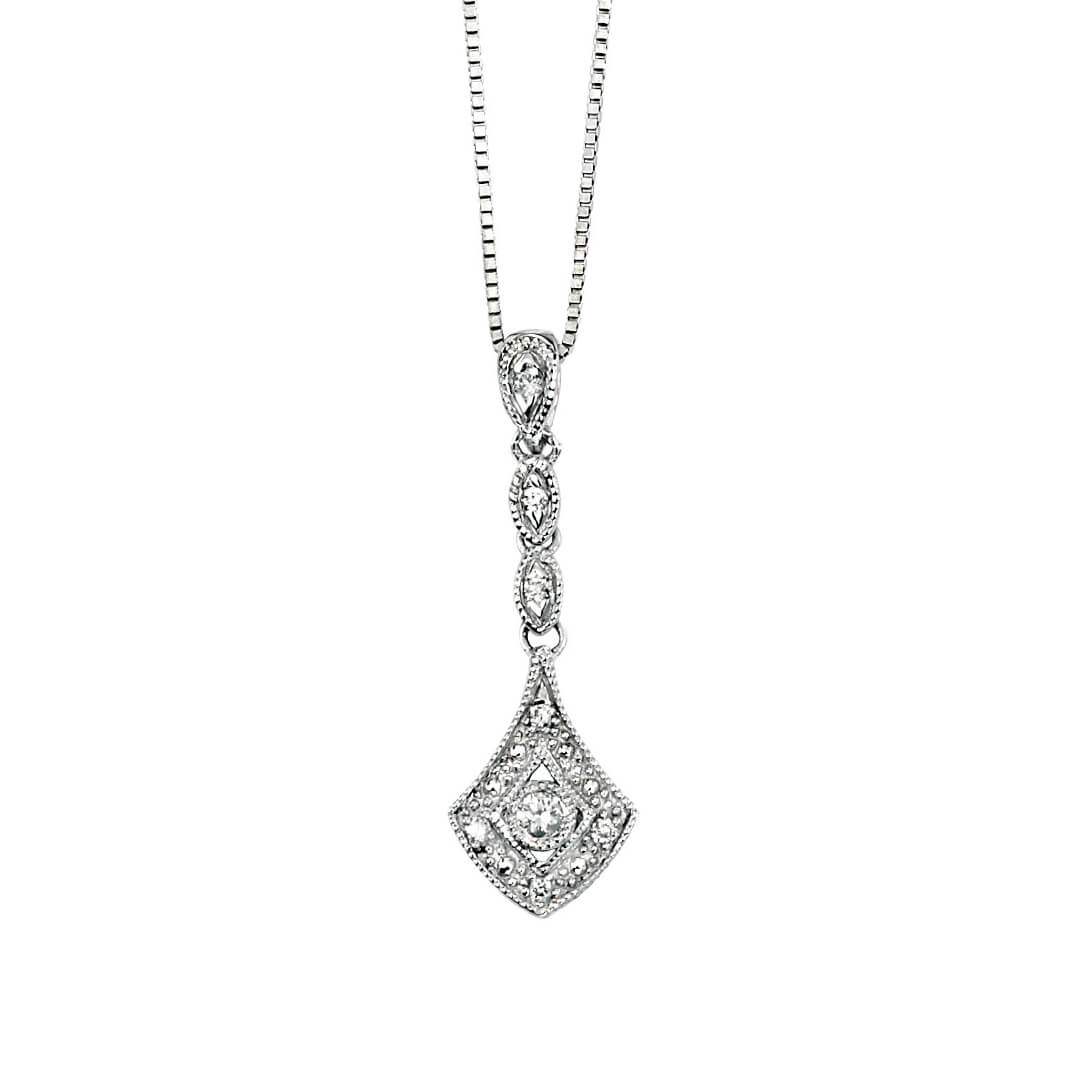 Elements Gold Vintage Drop Pendant with Diamond
