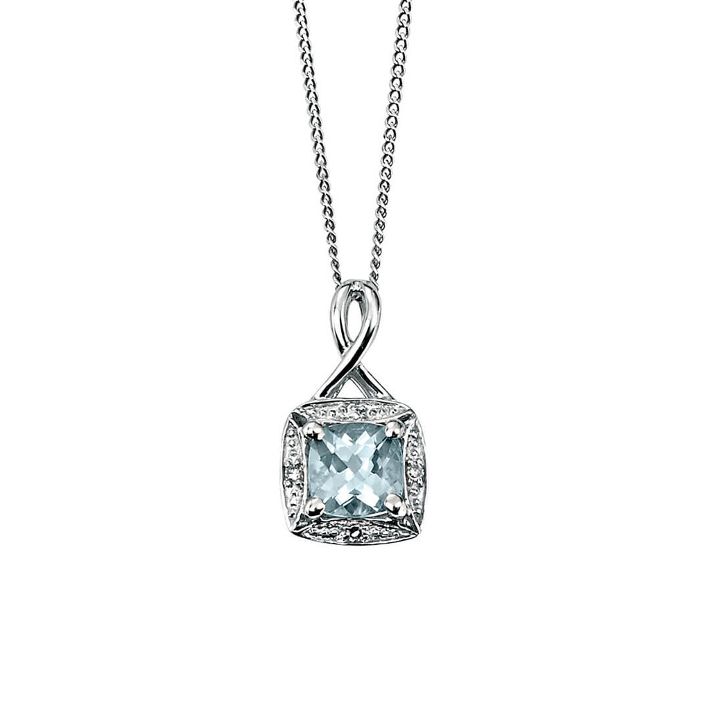 Elements Gold Semi-Precious Twist Pendant with Diamond Surround