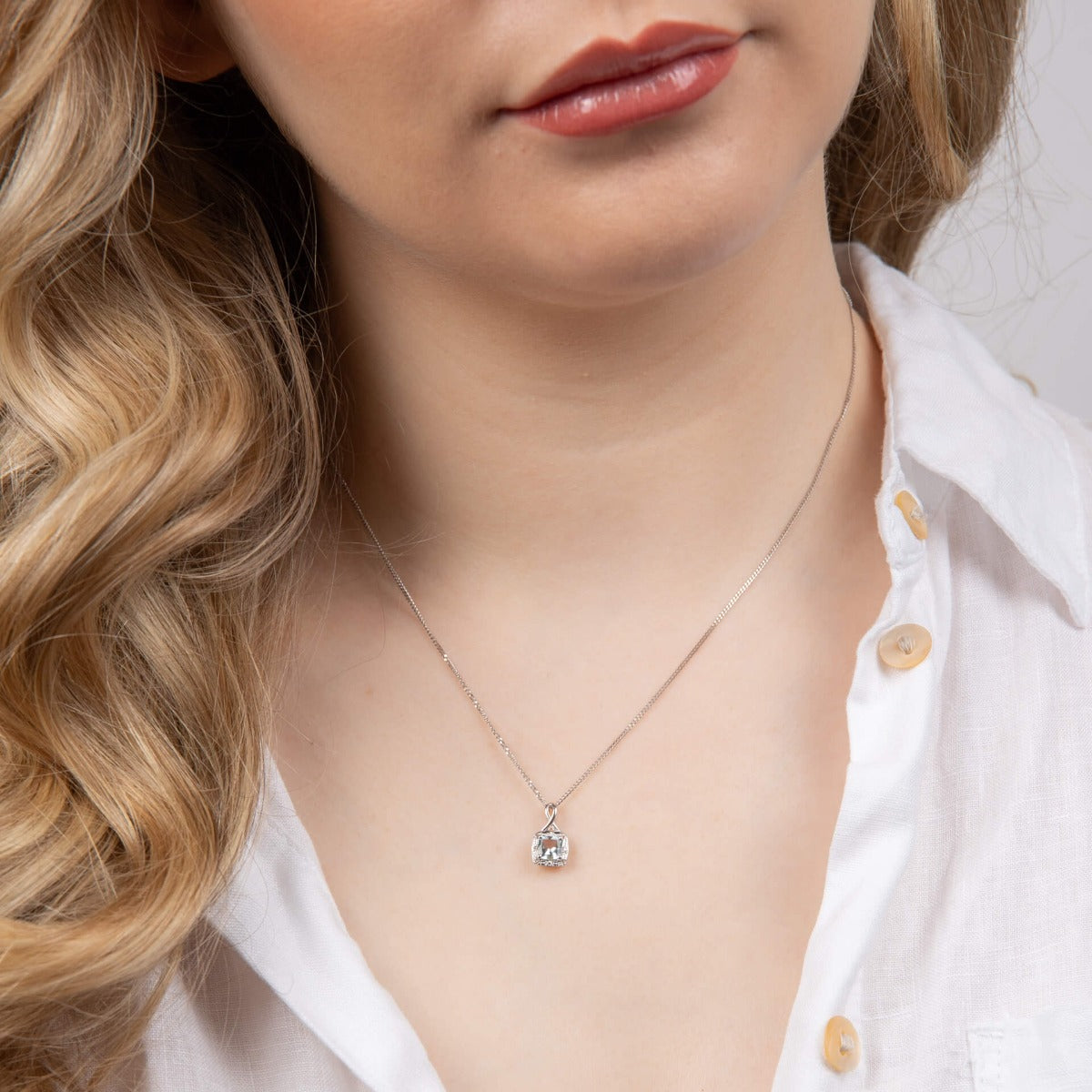 Elements Gold Semi-Precious Twist Pendant with Diamond Surround