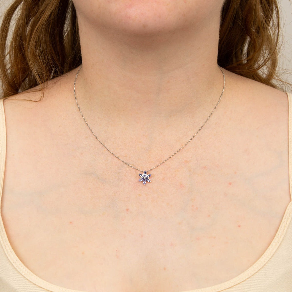Elements Gold Tanzanite Flower Pendant with Diamond