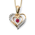 Elements Gold Open Heart Pendant with Ruby and Diamond
