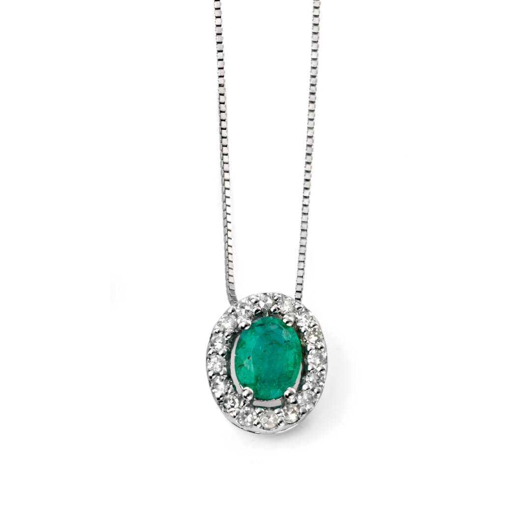 Elements Gold Precious Stone Pendant with Diamond Cluster Surround