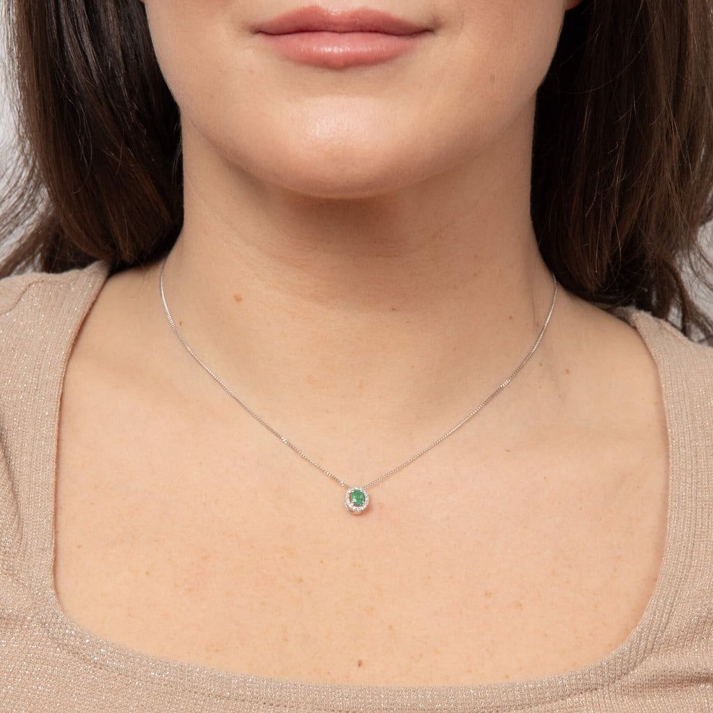 Elements Gold Precious Stone Pendant with Diamond Cluster Surround