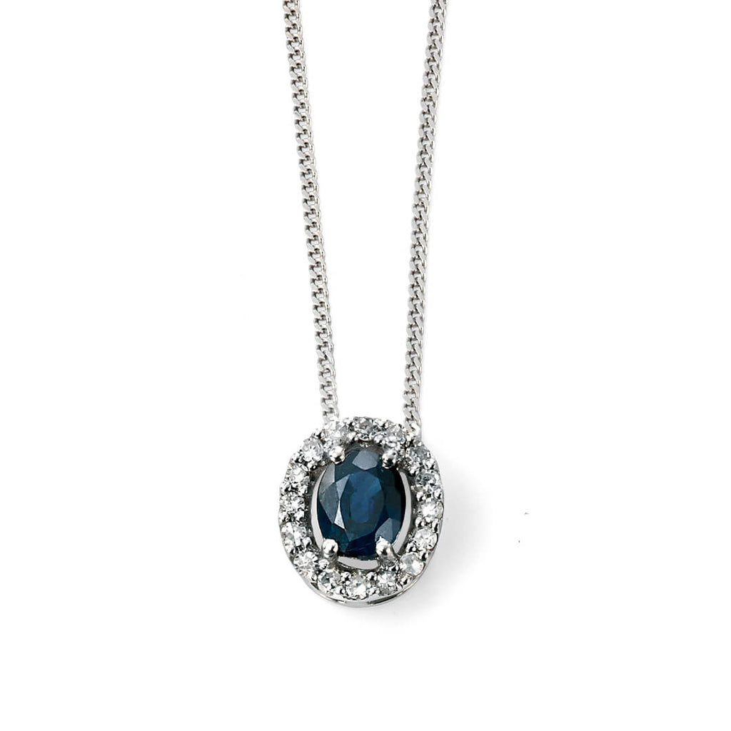 Elements Gold Precious Stone Pendant with Diamond Cluster Surround