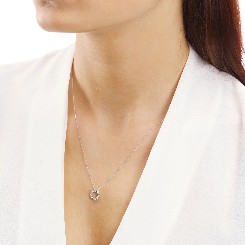 Elements Gold Open Circle Pendant with Diamonds