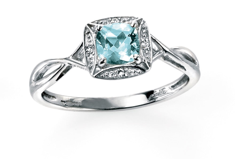 Elements Gold Semi-Precious Shoulder Twist Ring with Diamond Surround