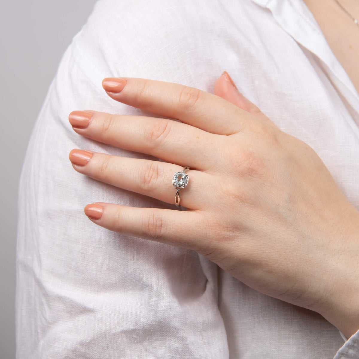 Elements Gold Semi-Precious Shoulder Twist Ring with Diamond Surround