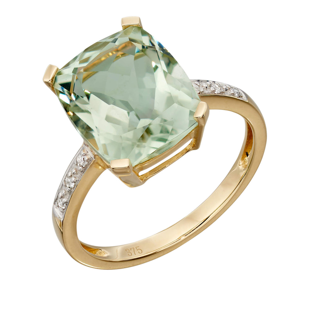 Elements Gold Semi-Precious Statement Ring with Diamond Shoulder