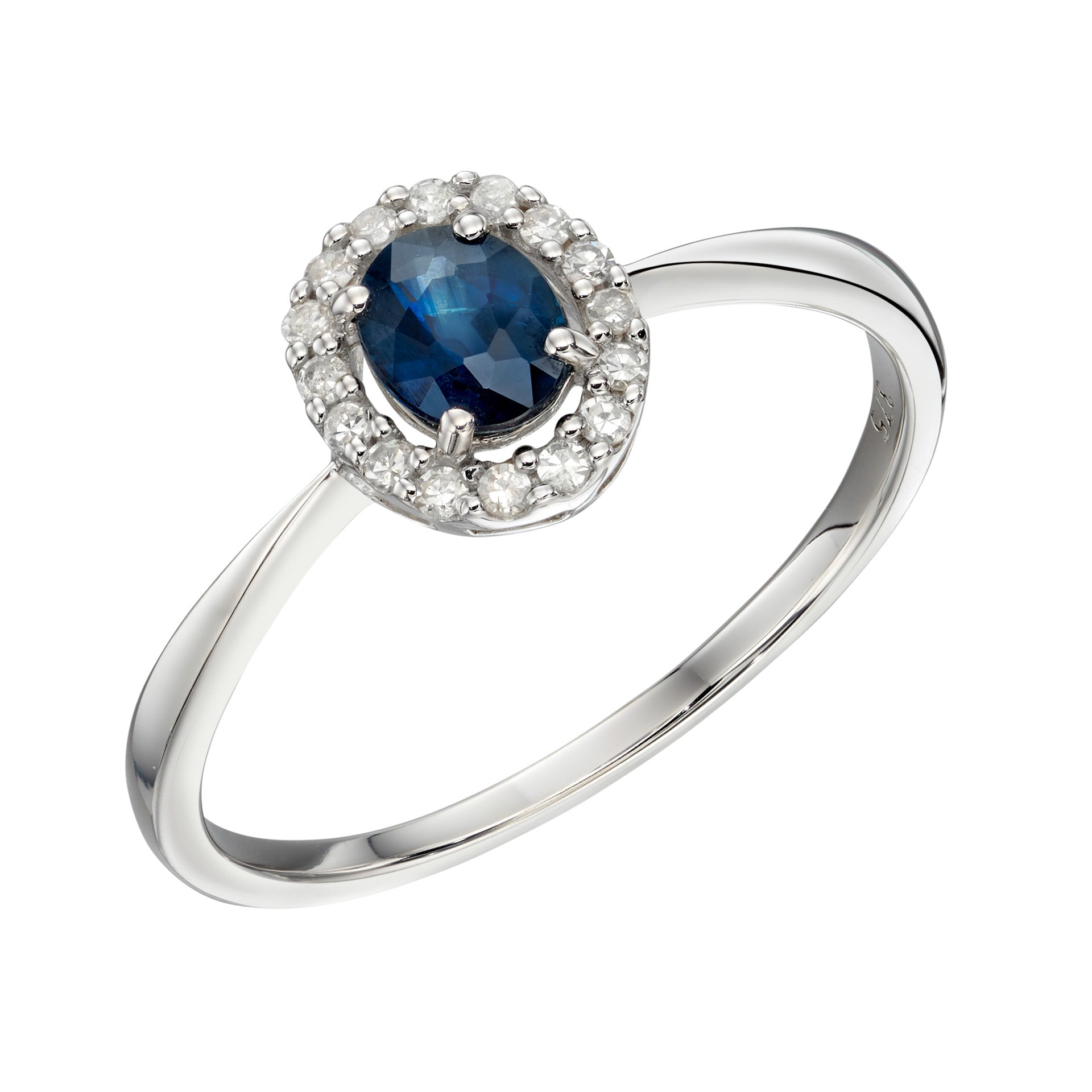 Elements Gold Precious Stone Ring with Diamond Cluster Surround