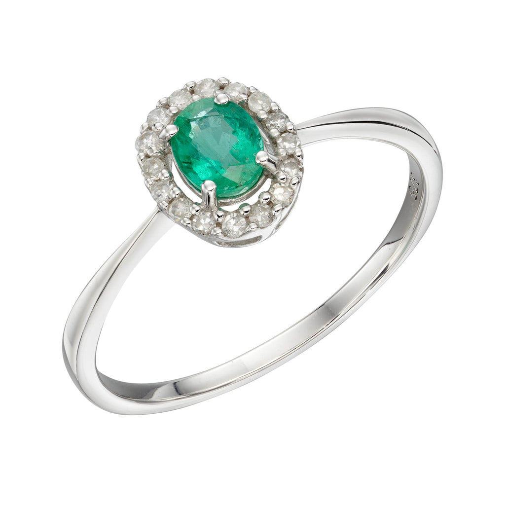 Elements Gold Precious Stone Ring with Diamond Cluster Surround