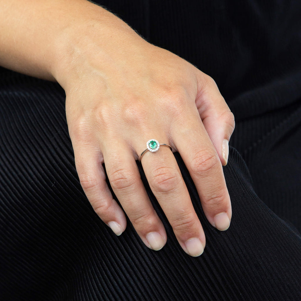 Elements Gold Precious Stone Ring with Diamond Cluster Surround