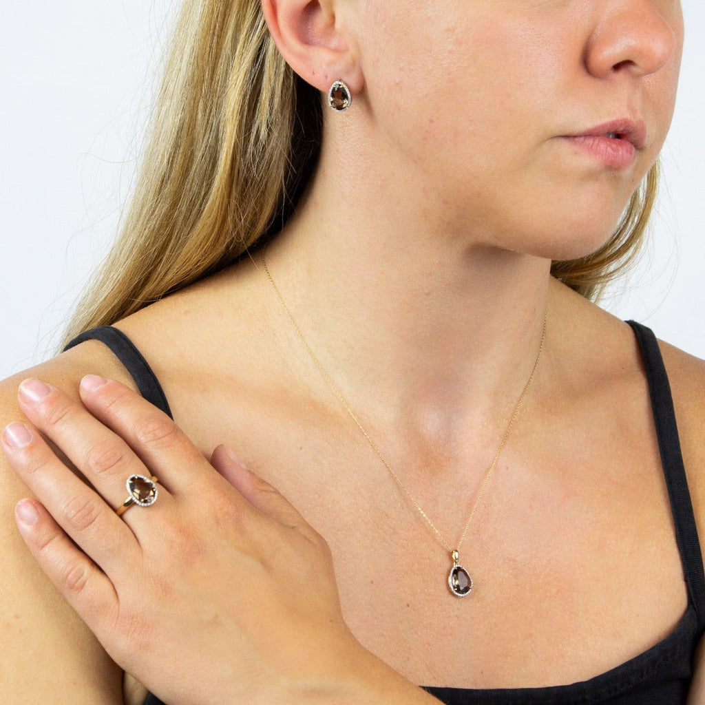 Elements Gold Irregular Shaped Semi-Precious Stone Stud Earrings