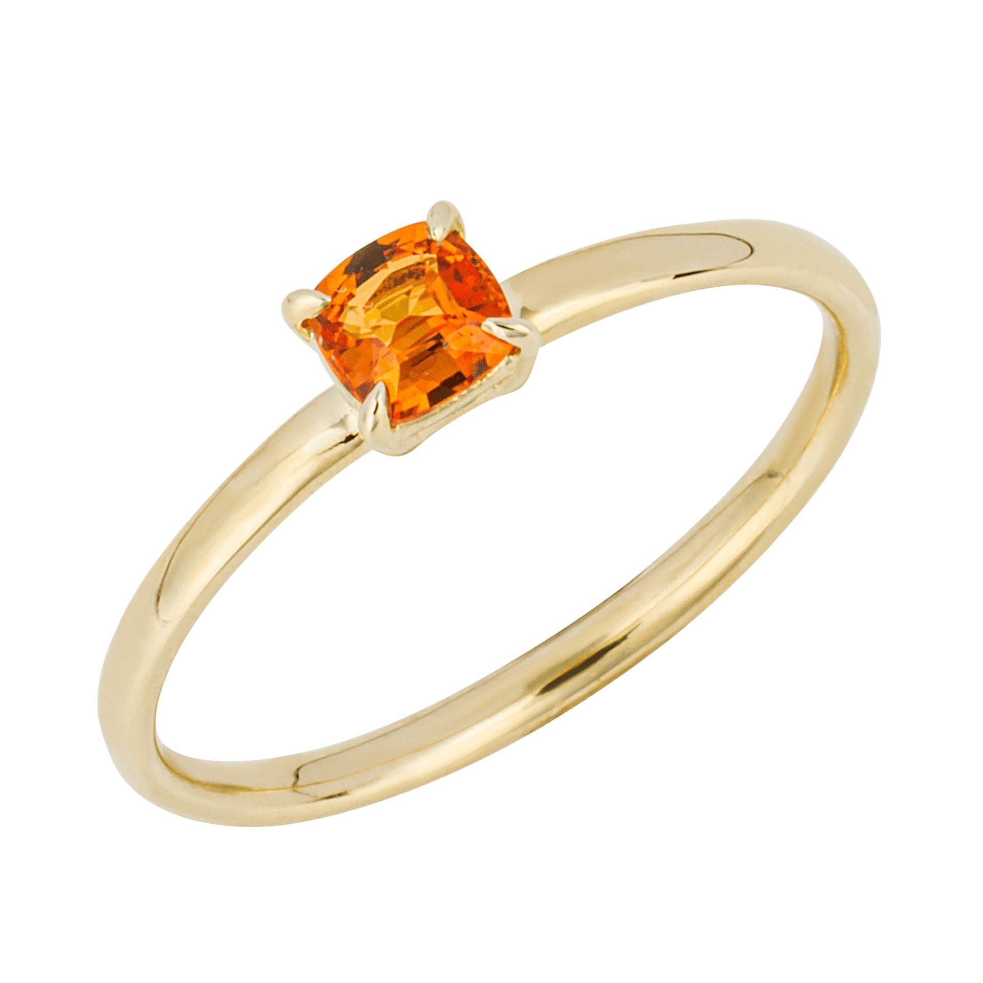 Elements Gold Cushion Cut Orange Sapphire Ring