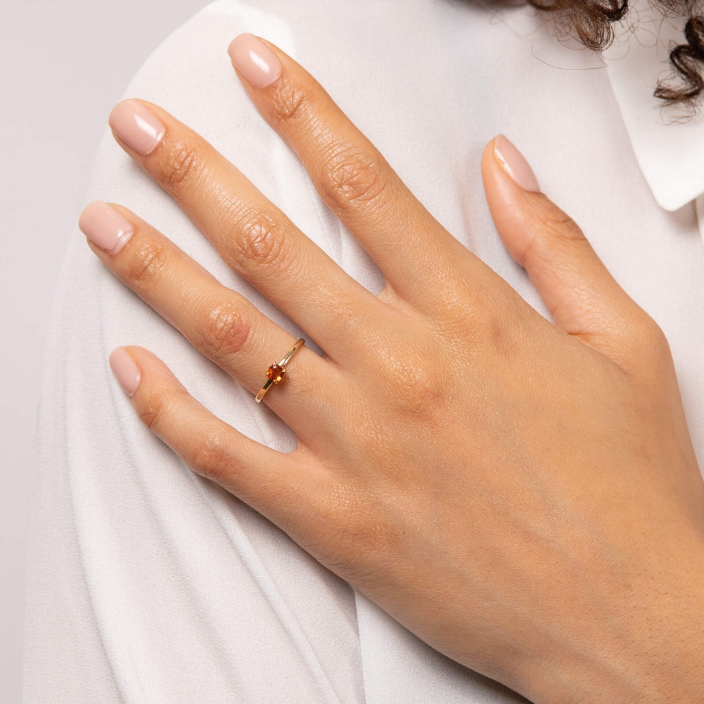 Elements Gold Cushion Cut Orange Sapphire Ring