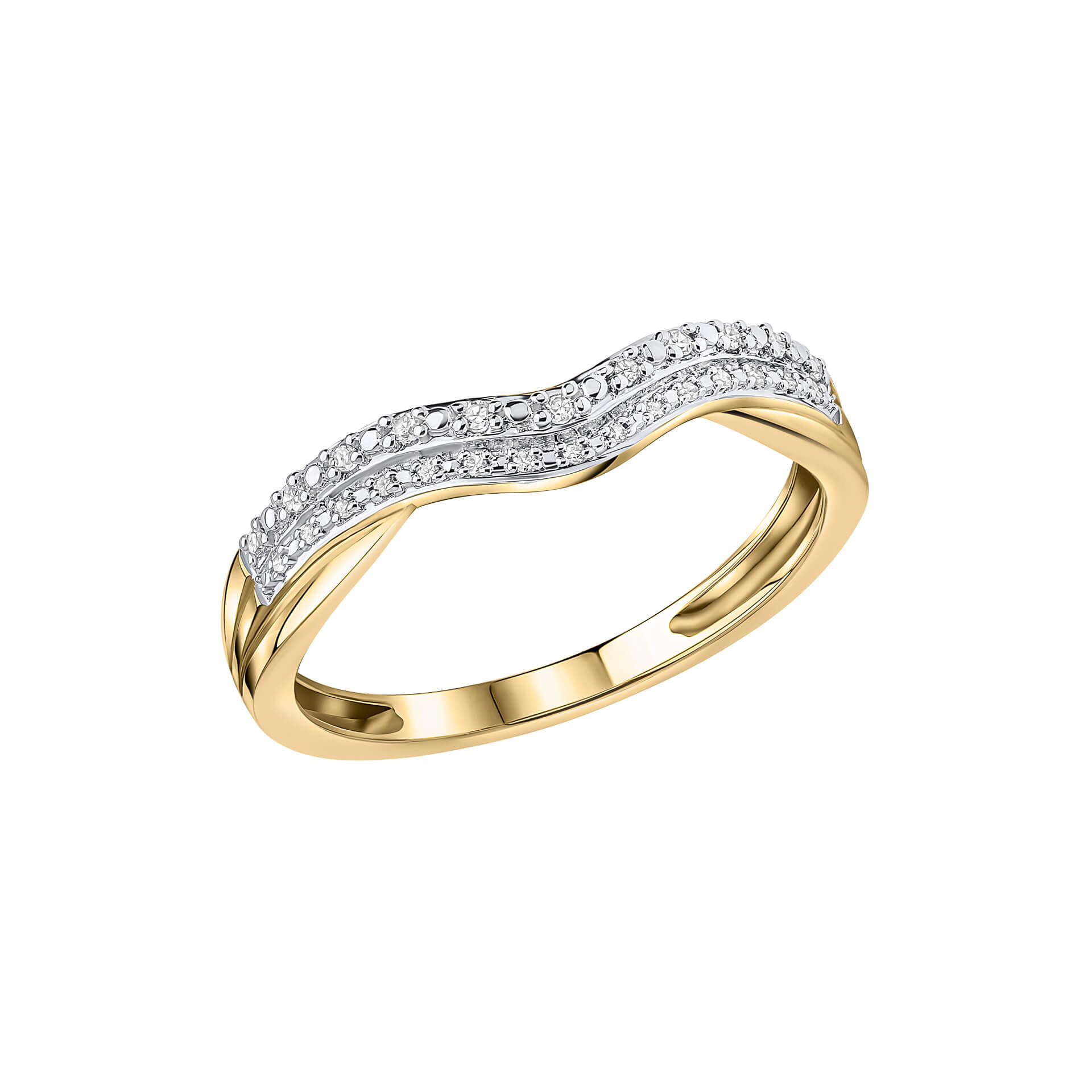 Elements Gold Double Wave Diamond Set Ring