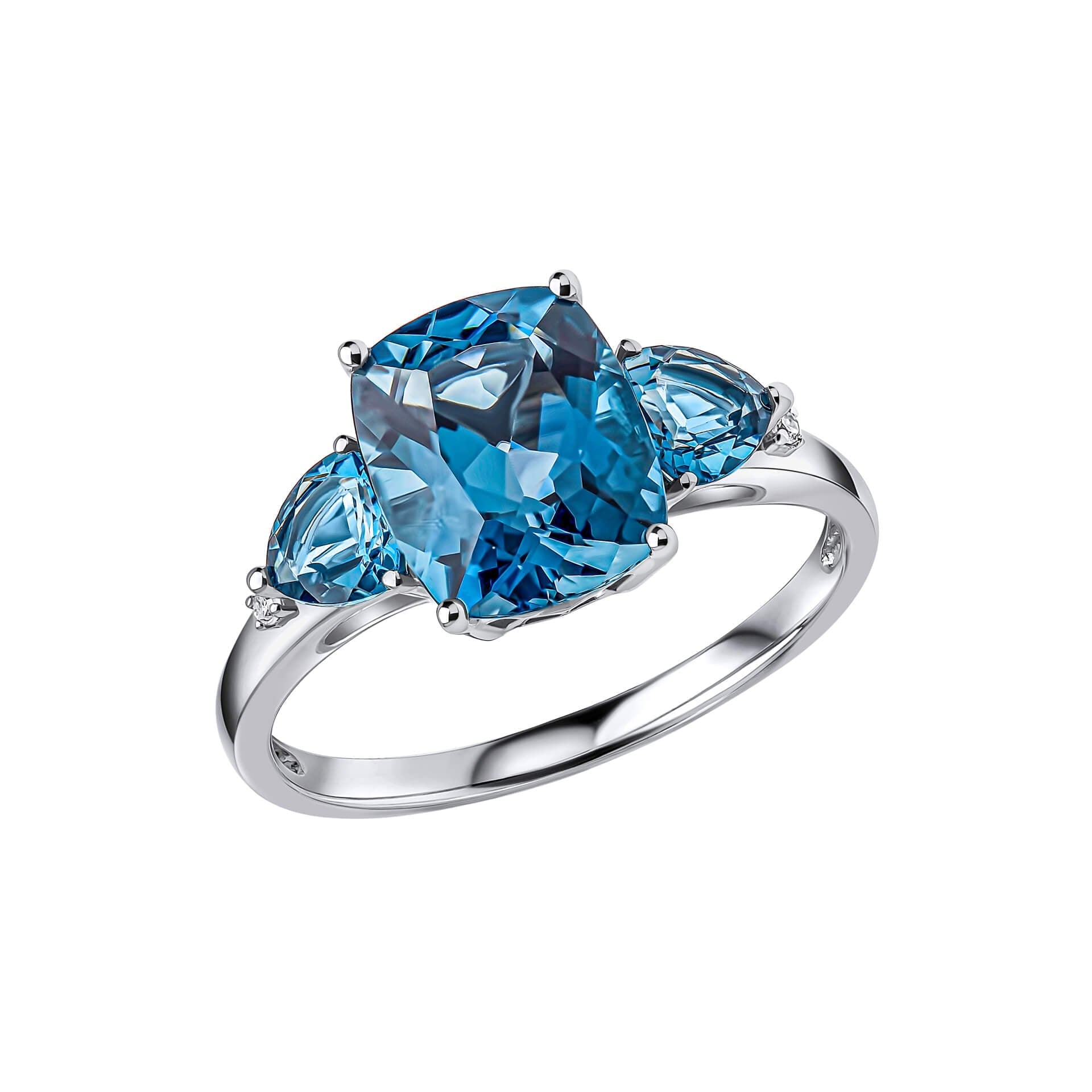 Elements Gold Trilogy Blue Topaz Ring