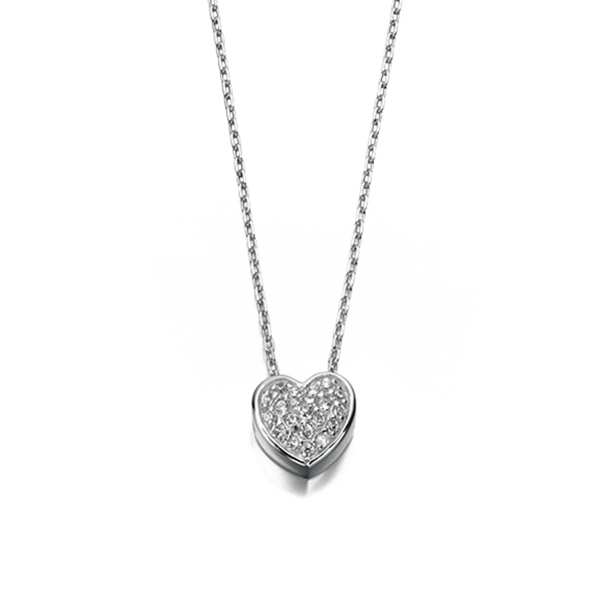 Beginnings Pave Heart Necklace with Cubic Zirconia 40+5cm